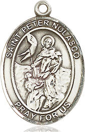 Extel Medium Oval Pewter St. Peter Nolasco Medal, Made in USA