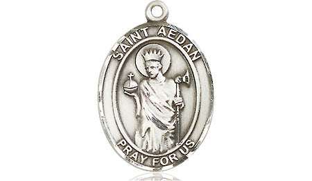 Extel Medium Oval Pewter St. Aedan of Ferns Medal, Made in USA