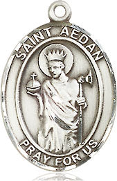 Extel Medium Oval Pewter St. Aedan of Ferns Medal, Made in USA