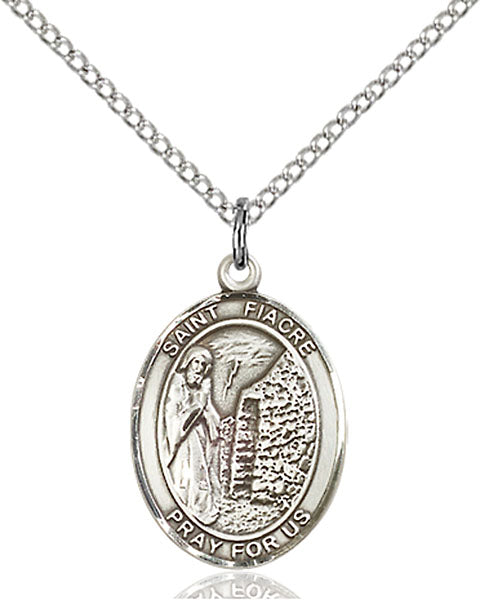 Extel Medium Oval Sterling Silver St. Fiacre Pendant with 18" chain, Made in USA