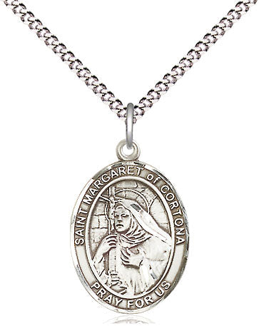 Extel Medium Oval Pewter St. Margaret of Cortona Pendant with 18" chain, Made in USA