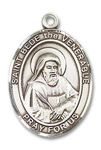 Extel Medium Oval Sterling Silver St. Bede the Venerable Medal, Made in USA