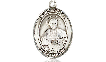 Extel Medium Oval Pewter St. Pius X Medal, Made in USA