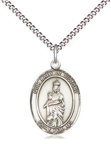 Extel Medium Oval Pewter Our Lady of Victory Pendant with 18" chain