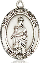 Extel Medium Oval Pewter Our Lady of Victory Pendant with 18" chain