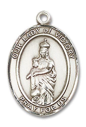 Extel Medium Oval Sterling Silver Our Lady of Victory Medal