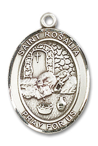 Extel Medium Oval Sterling Silver St. Rosalia Medal, Made in USA