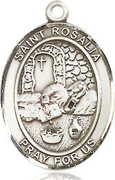 Extel Medium Oval Sterling Silver St. Rosalia Medal, Made in USA