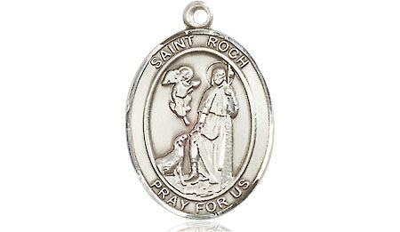 Extel Medium Oval Pewter St. Roch Medal, Made in USA