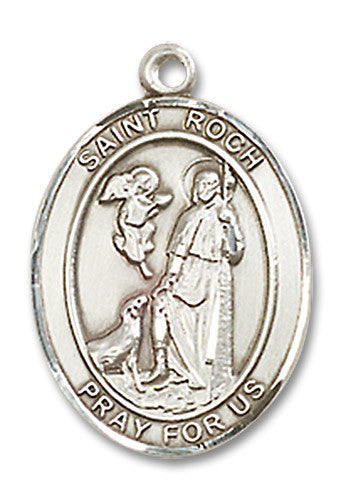 Extel Medium Oval Sterling Silver St. Roch Medal, Made in USA