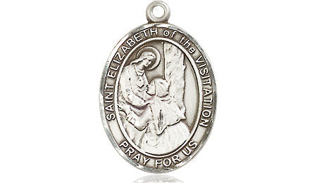 Extel Medium Oval Pewter St. Elizabeth of the Visitation Medal, Made in USA