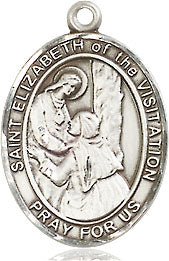 Extel Medium Oval Pewter St. Elizabeth of the Visitation Medal, Made in USA