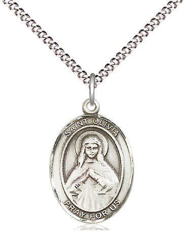 Extel Medium Oval Pewter St. Olivia Pendant with 18" chain, Made in USA