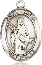 Extel Medium Oval Pewter St. Amelia Medal, Made in USA