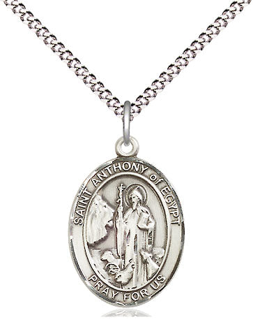 Extel Medium Oval Pewter St. Anthony of Egypt Pendant with 18" chain, Made in USA