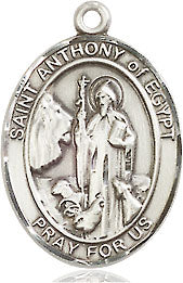 Extel Medium Oval Pewter St. Anthony of Egypt Pendant with 18" chain, Made in USA