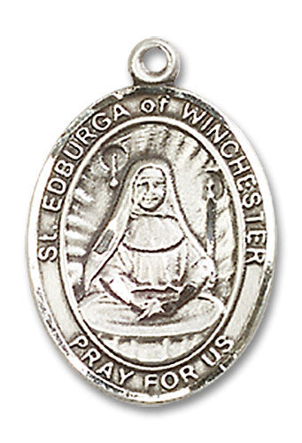 Extel Medium Oval Sterling Silver St. Edburga of Winchester Medal, Made in USA