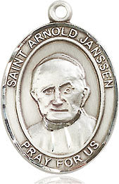 Extel Medium Oval Pewter St. Arnold Janssen Medal, Made in USA