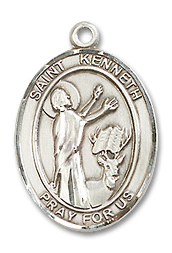 Extel Medium Oval Sterling Silver St. Kenneth Medal, Made in USA