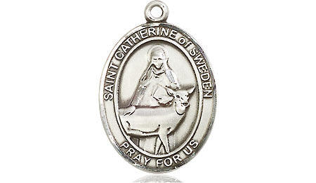 Extel Medium Oval Pewter St. Catherine of Sweden Medal, Made in USA