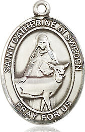 Extel Medium Oval Pewter St. Catherine of Sweden Medal, Made in USA