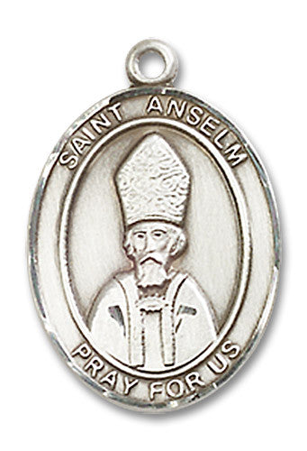 Extel Medium Oval Sterling Silver St. Anselm of Canterbury Medal, Made in USA