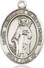 Extel Medium Oval Pewter St. Catherine of Alexandria Medal, Made in USA