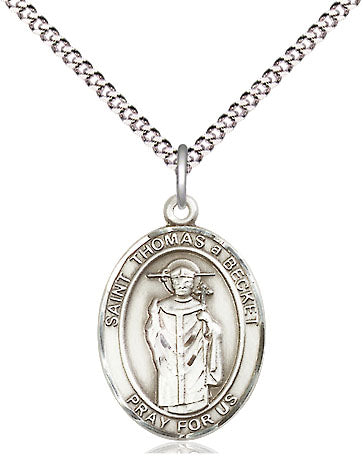 Extel Medium Oval Pewter St. Thomas A Becket Pendant with 18" chain, Made in USA