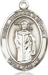 Extel Medium Oval Sterling Silver St. Thomas A Becket Medal, Made in USA