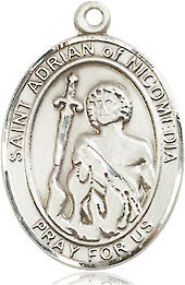 Extel Medium Oval Pewter St. Adrian of Nicomedia Medal, Made in USA