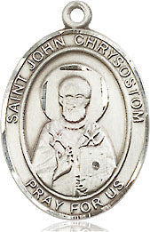 Extel Medium Oval Pewter St. John Chrysostom Pendant with 18" chain, Made in USA