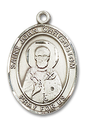 Extel Medium Oval Sterling Silver St. John Chrysostom Medal, Made in USA