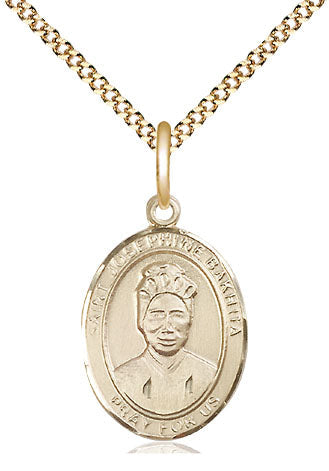 Extel Medium Oval  14kt Gold Filled St. Josephine Bakhita Pendant with 18" chain, Made in USA