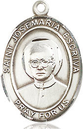 Extel Medium Oval Sterling Silver St. Josemaria Escriva Pendant with 18" chain, Made in USA