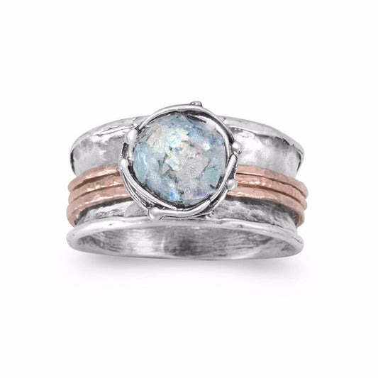 Extel Two Tone Roman Glass Spin Ring