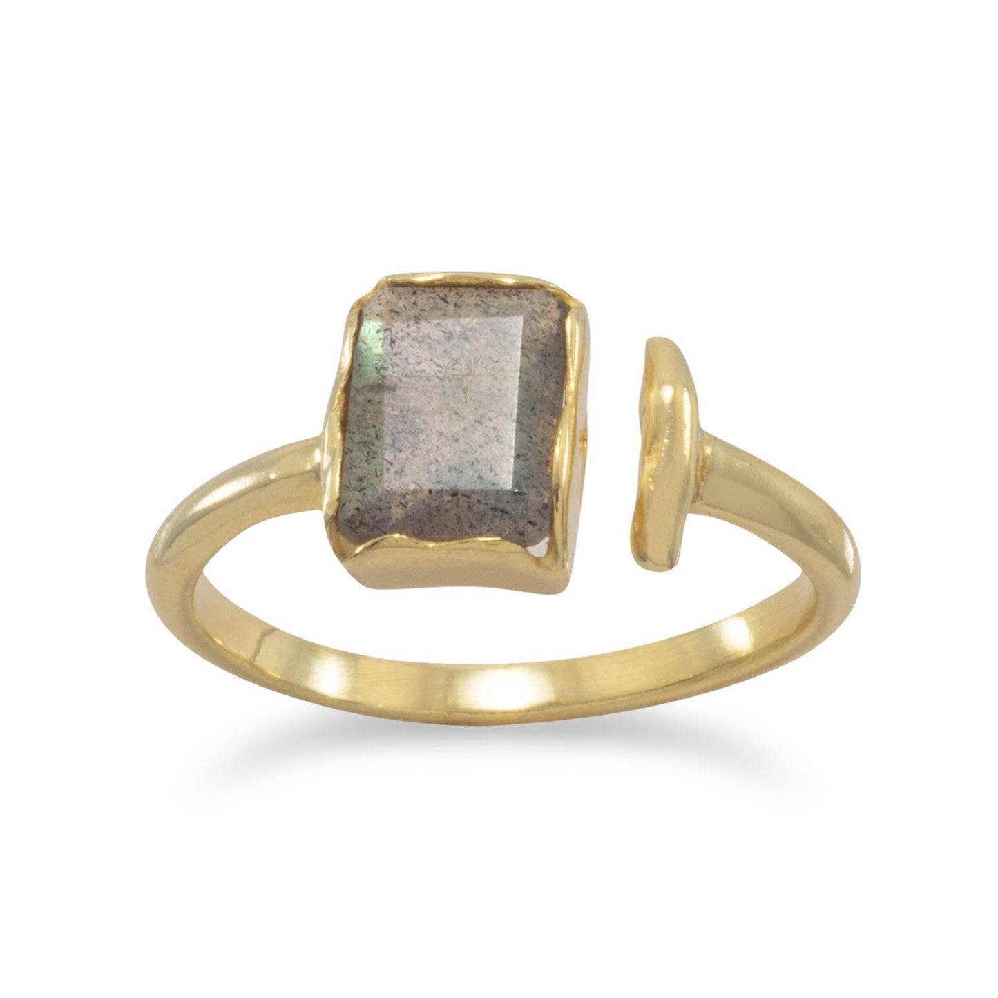 Extel 14 Karat Gold Plated Rectangular Labradorite Ring