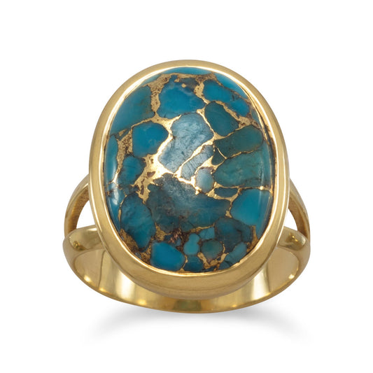 Extel 14 Karat Gold Plated Stabilized Turquoise Ring