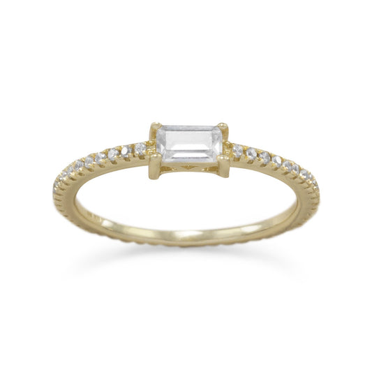 Extel 14 Karat Gold Plated Rectangle CZ Ring