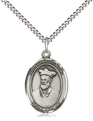 Extel Medium Oval Pewter St. Philip Neri Pendant with 18" chain, Made in USA