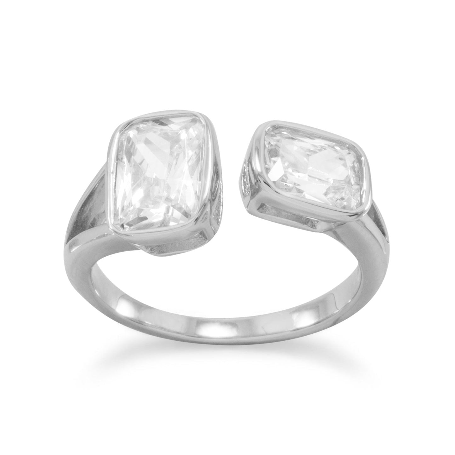 Extel Rhodium Plated CZ Split Design Ring