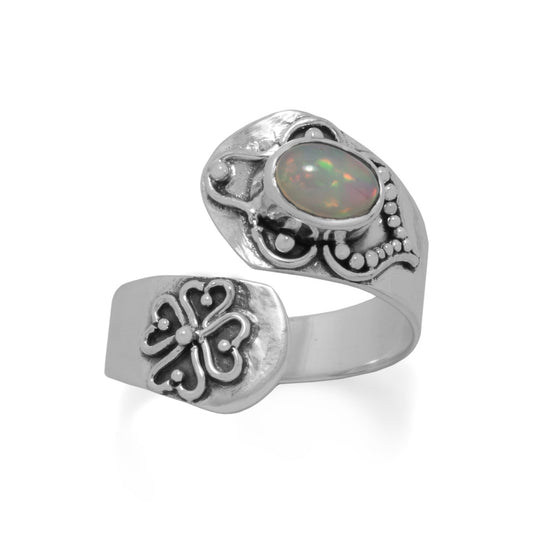 Extel Oxidized Ethiopian Opal Wrap Ring