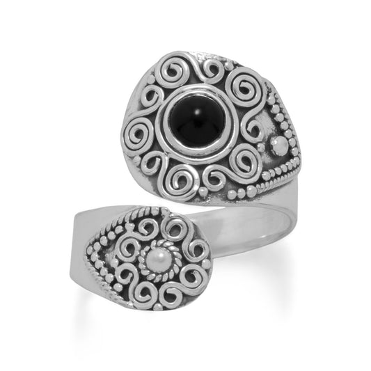 Extel Oxidized Black Onyx Wrap Ring