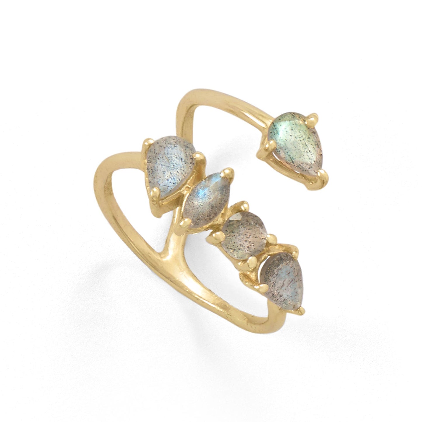 Extel 14 Karat Gold Plated Labradorite Unique Wrap Ring