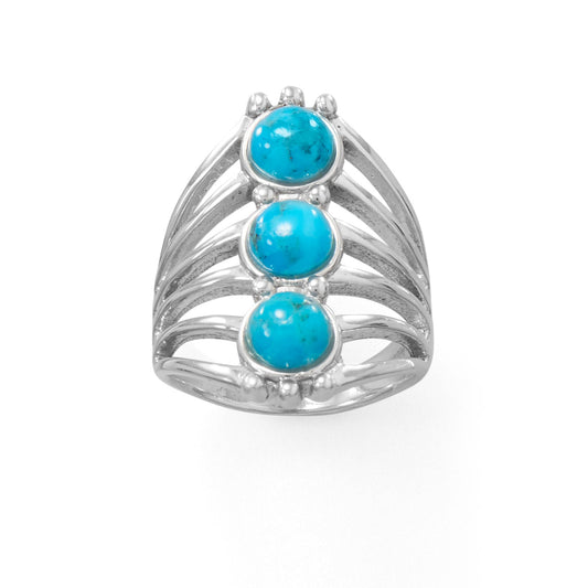 Extel Polished Six Line Reconstituted Turquoise Ring