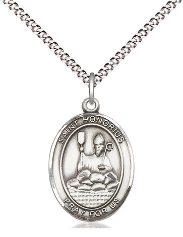 Extel Medium Oval Pewter St. Honorius Pendant with 18" chain, Made in USA