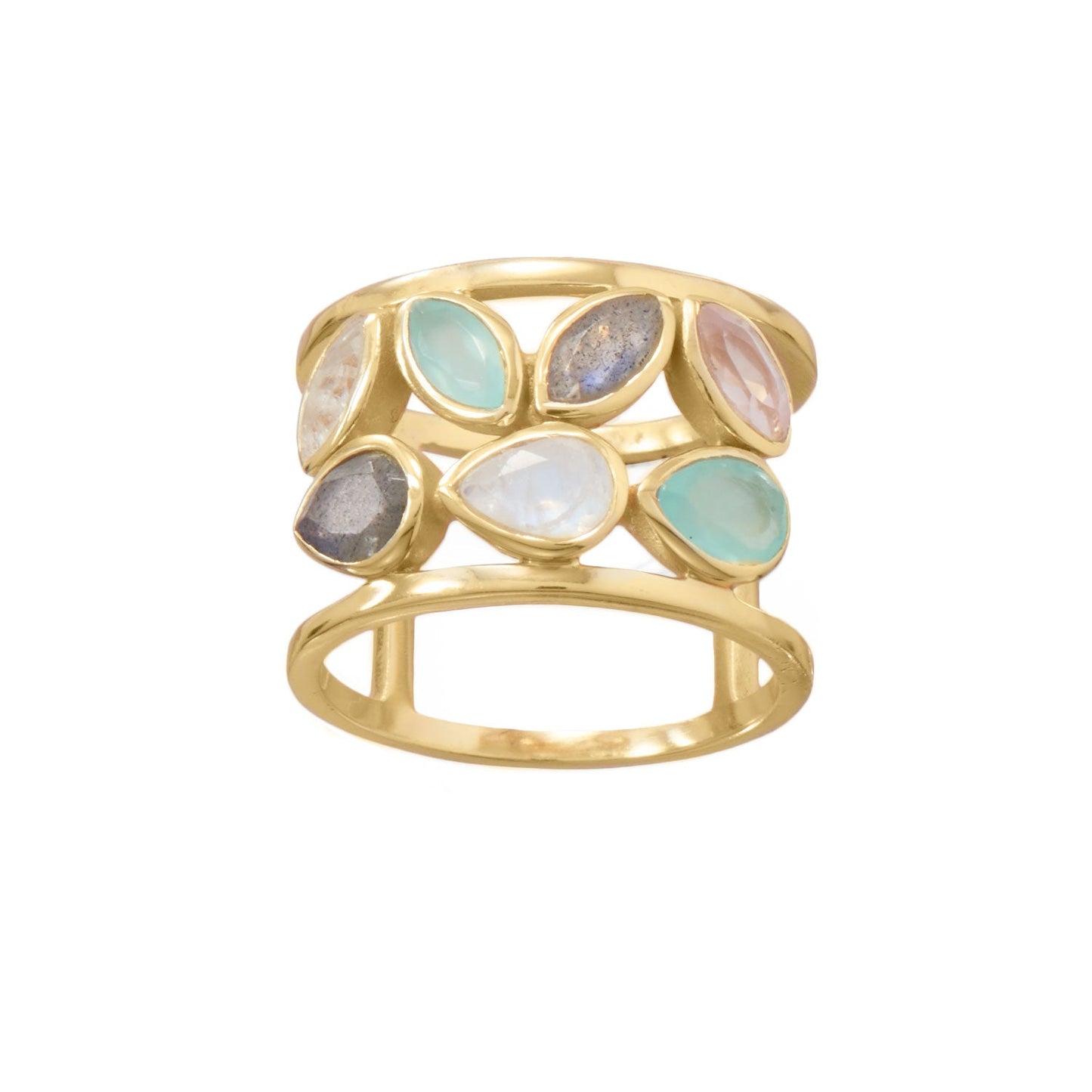 Extel 14 Karat Gold Plated Multi Stone Ring