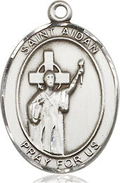 Extel Medium Oval Pewter St. Aidan of Lindesfarne Medal, Made in USA