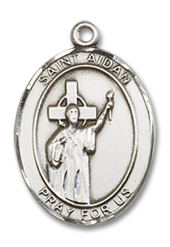 Extel Medium Oval Sterling Silver St. Aidan of Lindesfarne Medal, Made in USA