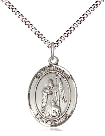 Extel Medium Oval Pewter St. Drogo Pendant with 18" chain, Made in USA