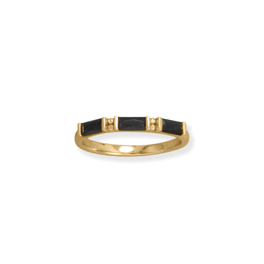 Extel Bodacious Baguettes! 14 Karat Gold Plated Black Baguette CZ Ring